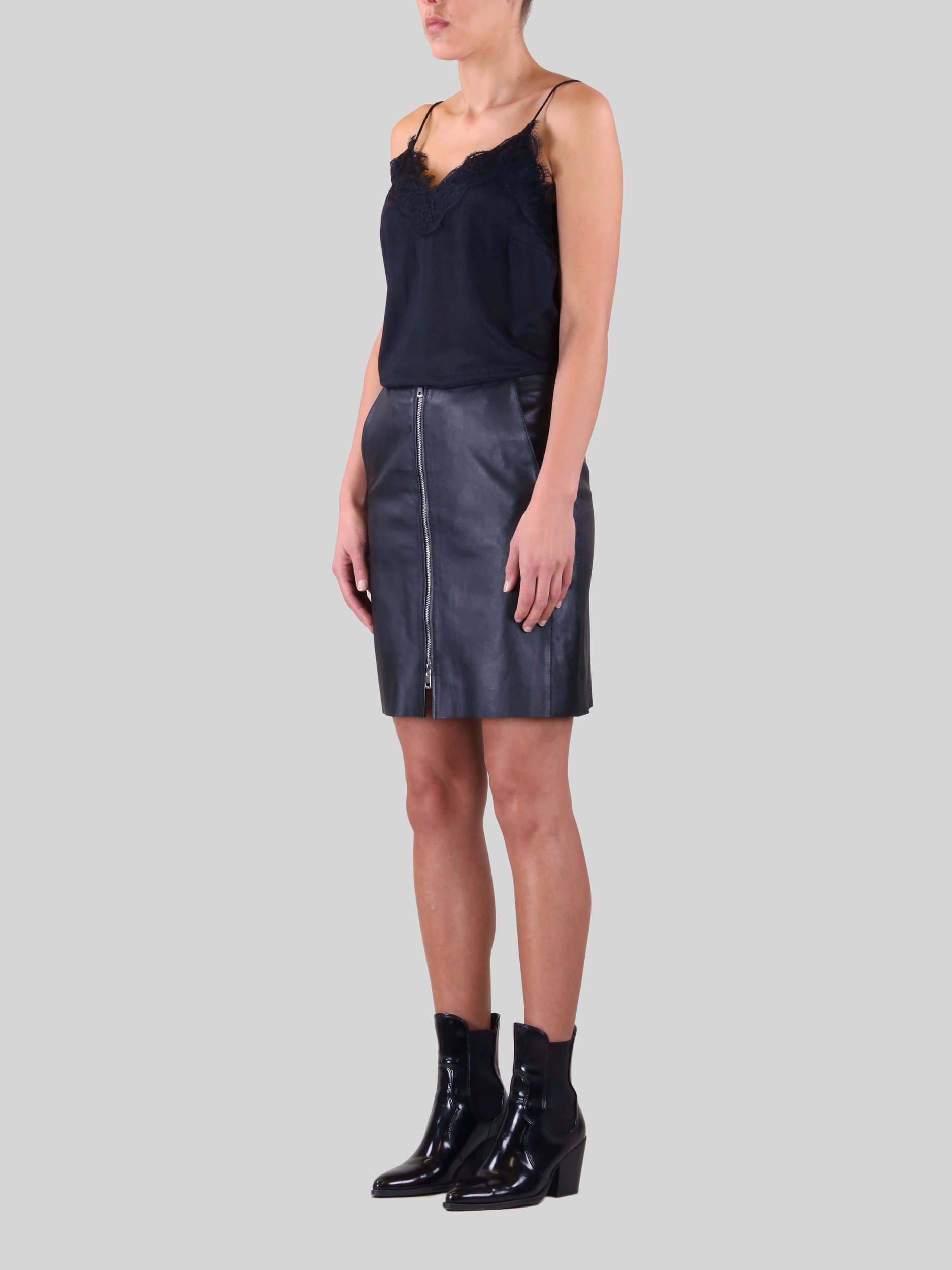 Rino & Pelle — Cade Zipped Leather Skirt